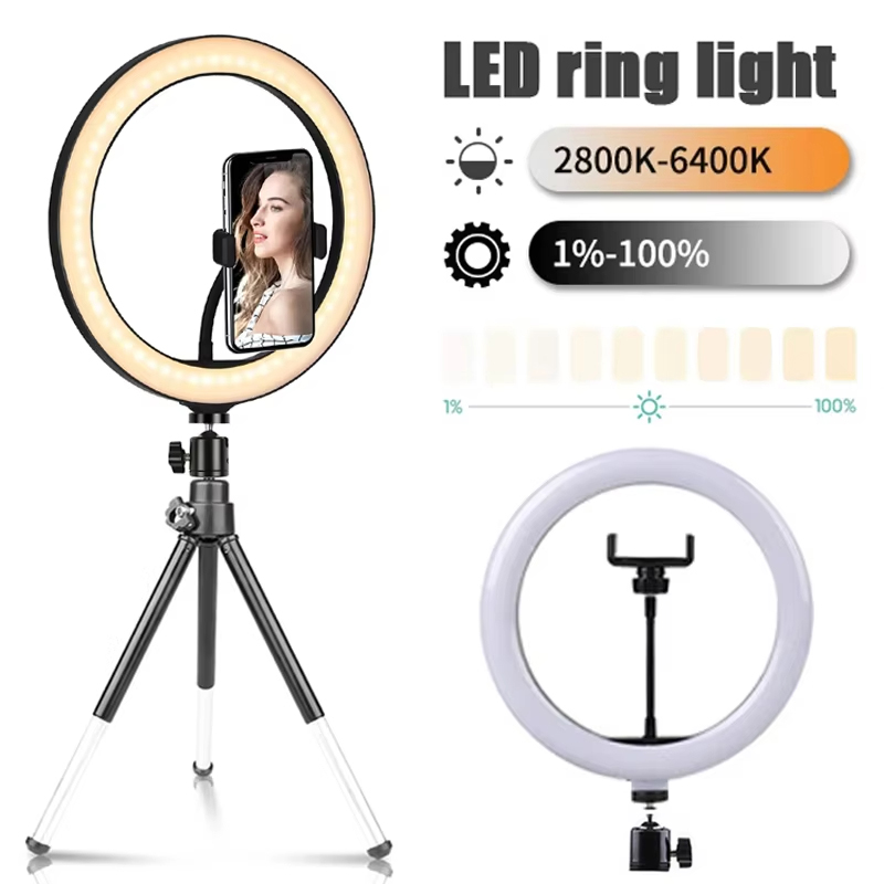 Photography Lighting Circle - 10-calowa lampa pierścieniowa do selfie, oświetlenie