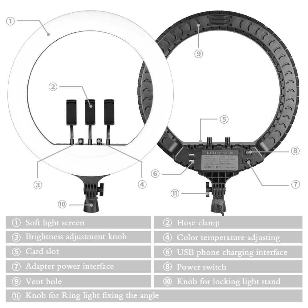Lampa pierścieniowa LED SH 18  – Photography Lighting Circle recenzja i cena