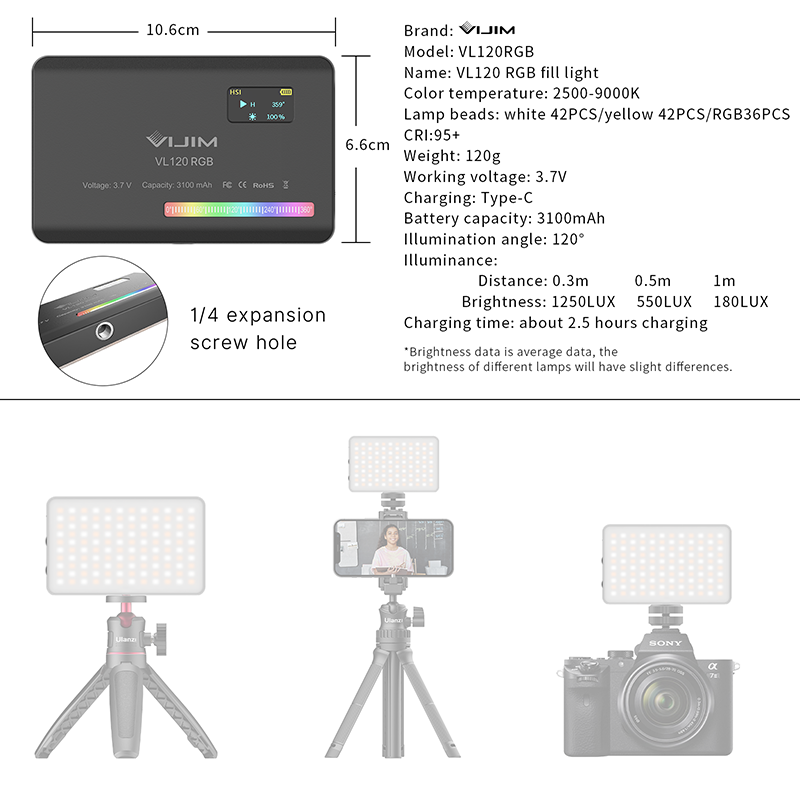Ulanzi VL120 RGB Camera Video  – Photography Lighting Uk recenzja i cena